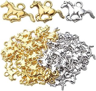 BronaGrand 50pcs Horse Charms Pendants Tibetan Alloy Animal Charms Equestrian Horsemanship Beads Charms Crafts Supplies for DIY Bracelet Jewelry Making Findings, Silver