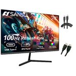 SANSUI Monitor 24 inch 100Hz IPS USB Type-C 1080P Computer Monitor Built-in Speakers HDMI DP HDR10 Game RTS/FPS Tilt Adjustable for Working and Gaming (ES-24X3 Type-C Cable & HDMI Cable Included)