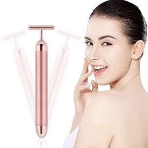 Beauty Bar 24k Golden Pulse Facial Massager, T-Shape Electric Sign Face Massage Tools for Sensitive Skin Face Pull Tight Firming Lift