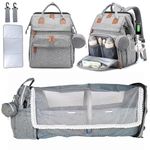 Diaper Bag Backpack with Changing Station| NORTH AND LAKE |Diaper Bag Change Pad Baby Essentials Baby Shower Gifts Diaper Bag (Grey)