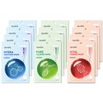 MEDIHEAL Daily Essential Masks 12 Pack (3 types x 4 each) Soothing, Hydrating, Firming