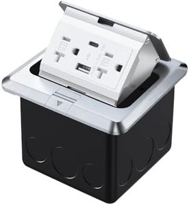 Pop Up Waterproof Floor Electrical Box with 4.8A USB Charger, Type c Charger and 2 Outlet Receptacle Stainless Steel Plating