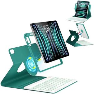 OYEEICE for iPad Pro 11 inch Case with Keyboard - Detachable Backlit Keyboard, Upgraded Magnetic Cover with Pencil Holder for iPad Air 5th Generation, iPad 10.9 inch & iPad Air 4th Gen - Teal