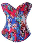 Alivila.Y Fashion Womens Vintage Floral Denim Overbust Corset Bustier Top, Blue Butterfly, XL