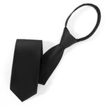 UETLRO Pre Tied Adjustable Black Zipper Ties for Men 3.15" (8CM) Mens Solid Color Necktie, Black, Medium