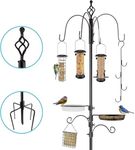 Garden Store Direct Wild Bird Feeding Station Kit Heavy duty Bird Feeder Pole Hanging Kit Hanger Multi Feeder Hanging with Metal Suet Feeder Bird Bath for Attracting Wild Birds