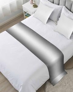 DecorLovee Grey Ombre Bed Runners for Queen Size Bed, Modern Abstract Art Decorative Bed Throws for Foot of Bed, Gray White Gradient Bed Runner Sofa Throw Bedding Scarf Protector Slipcover for Bedroom