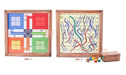 Ortus Handmade Wooden Classic 2 In 1 Magnetic Ludo Snakes And Ladders Set | Travel Board Game For Adults And Kids | Best Birthday Gifts For Kids Size-(10.5 X 10.5 Inch) Made In India