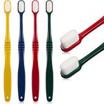 4 Pieces Soft Micro-Nano Manual Toothbrush Extra Soft Bristles Toothbrush with 20,000 Bristles for Fragile Gums Adult Kid Children (Blue and Pink Smooth) (Red, Dark Green, Yellow, Dark Blue)