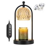 Soilsiu Candle Warmer Lamp with Timer, Electric Glass Candle Warmer Light for Bedroom, Dimmable Wax Melts Warmer for Candle Jars, Beside Lamp Gifts for Women Home Decor (2 Bulbs Included)