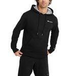 Champion Mens Hoodie, Powerblend, Fleece, Comfortable Sweatshirt for Men (Reg. Or Big & Tall), Black Small Script, Large