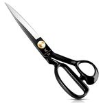 Fabric Scissors 10 Inch(25.5CM)-Dressmaker's Tailoring Sewing Scissors Dressmaking Shears for Cutting Fabric, Clothes, Leather(Black, Right-Handed)