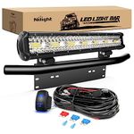 Nilight 20 Inch 420W Triple Row Flood Spot Combo 42000LM Light Bar Driving Boat Led Off Road Lights with Front License Plate Frame Bracket and Switch Wiring Harness Kit, 2 Years Warranty