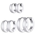 Stainless Steel Tiny Round Hoop Earrings Set for Men Women 3 Pairs Huggie Hoop Earring Hypoallergenic