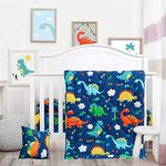 Cloele Baby Bedding Set - Microfiber Standard Size 3 Piece Crib Bedding Set,Soft Toddler Bedding-Includes Toddler Pillowcase,Crib Sheet,Baby Blanket-Dinosaur Design for Boys and Girls