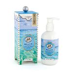 Michel Design Works Hand and Body Lotion 8oz, Beach Scent and Design, Shea Butter and Aloe Vera Blend, Beautiful Container with Pump