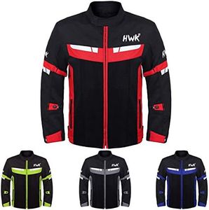 HWK Mesh Motorcycle Jacket Riding Air Motorbike Jacket Biker Breathable (X-Large, Red)