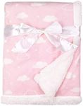 American Baby Company Heavenly Soft Chenille Sherpa Receiving Blanket, 3D Pink Cloud, 30" x 35", for Girls(Pack of 1)