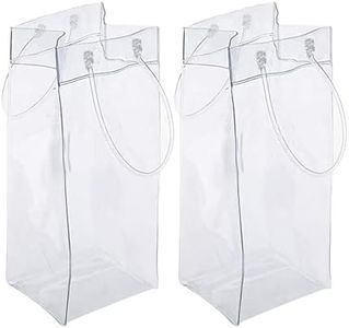 2 Pack Wine Ice Bag Beer Cooler Bag Portable Collapsible Clear PVC White Wine Chiller Ice Bag for Outdoor Party Cold Beverage (2pcs)