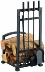 Pleasant Hearth 4 Piece Harper Fireplace Toolset with Log Holder, Black