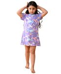 ANTHRILO Unicorn Planet Night Dress & Night Suits for Girls Long Vintage Soft Cotton Sleepwear, Half Length Nightdress for Kids 10-12 Years Purple