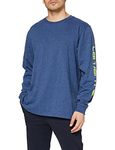 Carhartt Men's Relaxed Fit Heavyweight Long-Sleeve Logo Sleeve Graphic T-Shirt, Dark Cobalt Blue Heather, S