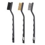 ChgImposs 3Pcs Mini Wire Brush Set, Nylon Brass Stainless Steel Wire Brush for Cleaning Welding Slag Scrubbing and Rust