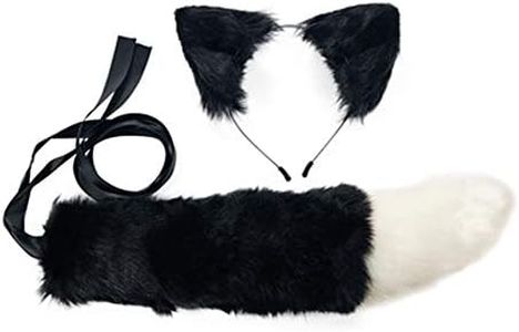 COSYEARS Handmade Fox Wolf Ears Headband and Faux Fur Tail for Halloween Cosplay Party Costume Accessories