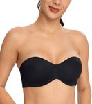 DotVol Women's Strapless Unlined Bandeau Bra Seamless Underwire Support Full Figure for Plus Size(38DDD,Black)