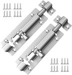 AYYIQO Door Lock Bolt (74mm) Stainless Steel Sliding Latch Bolt with Screws - Lock for Bathroom, Bedroom, Toilet, Shed, Pet Doors - Silver (3inch 2pcs)