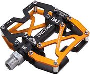 MZYRH Mountain Bike Pedals, Ultra Strong Colorful CNC Machined 9/16" Cycling Sealed 3 Bearing Pedals (Black Black Glod 3 Bearings)