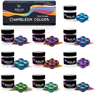 Rolio - Chameleon Mica Powder, Shift Powder Pigment for Epoxy Resin, Arts and Crafts, Jewelry, Tumbler, Painting, Nail Art - (10 Colors x 5g Jars)