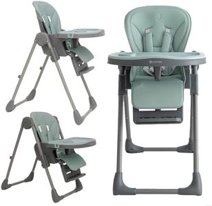 Olmitos Trona bebe multi posición ligera- Ajuste de altura y reclinable - Doble bandeja extraíble 3 posiciones - Funda de Polipiel Acolchada fácil limpieza- Arnés 5 Puntos hasta 3 años (Azul)