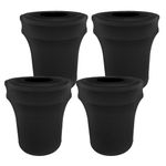 BSTKEY 32 Gallon Stretch Spandex Trash Can Cover, 4 Pack Outdoor Fitted Waste Container Cover Round Garbage Can Covers for Wedding Party Fundraiser Decor, without Trash Can (Black)