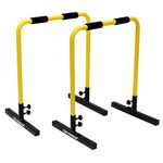 COUGAR Fitness Equalizer Yellow Dip Bars Stand, Home/Gym Gymnastic Bars for Dipping, Dip Station for Pull Ups, Parallel Bars, Parallettes, Great for Push Ups and Strength Training for Men/Women