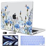 LCMOCICO Compatible with MacBook Air 13.6 inch Case M3 2024 A3113 2022 A2681 M2 Chip, Crystal Pattern Plastic Hard Case Screen Film Keyboard Cover for Mac Air 13.6 M3 Touch ID, Tropical Blue Flowers