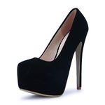 OCHENTA Women's Hidden Platform Stiletto High Heels Slip On Pumps Velvet Black Size: 6.5 UK