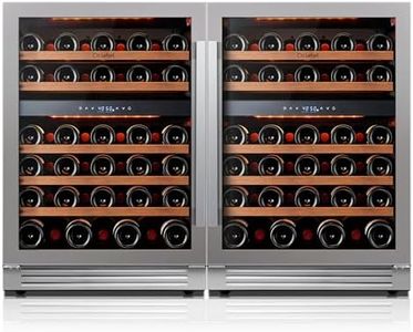 Ca'Lefort 24 Inch Wine Fridge, 2 Pack 52 Bottle Dual Zone 40-65°F Wine Cooler Refrigerator, Adjustable Shelves and 3 Color LED, Under Counter Built-in or Freestanding for Home Bar Kitchen (104 Bottle)
