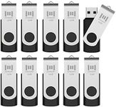 MOSDART 32GB USB 2.0 Flash Drive 10 Pack Bulk Swivel Thumb Drives Zip Drive Memory Stick with Led Indicator, Black