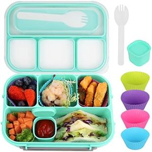 MaMix Bento Lunch Box Adult Lunch Box, Lunch Box Kids, Lunch Containers for Adults/Kids/Students,1300ML-4 Compartment Bento Lunch Box (Green)