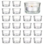 MATANA - Tea Light Candle Holders Elegant Clear Glass, 5 x 3 cm for Candles, Home Decoration, Restaurant, Celebrations Engagement, Wedding, Anniversary, Garden Party - 2" Holder Tea Lights (24 Pack)