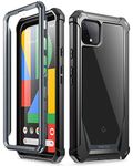 Poetic Guardian Series Case Designed for Google Pixel 4 5.7 inch (2019 Release), Full-Body Hybrid Shockproof Bumper Cover with Built-in-Screen Protector, Black/Clear