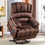 Large Power Lift Recliner Chairs with Massage and Heat for Elderly, Heavy Duty and Safety Motion Reclining Mechanism Electric Wide Recliners with USB Ports (Brown)