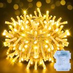 Ollny Fairy Lights Battery Operated, 10m 100 LEDs Bright Battery Powered String Lights, Warm White Outside Christmas Lights Waterproof with 8 Modes/Timer for Indoor Outdoor Bedroom Garden Decorations