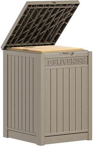 YITAHOME Outdoor Storage Box 48 Gallon, Secure Lockable Resin Package Delivery Container, Deck Box for Porch & Curbside, Brown