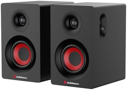Audiosource Bluetooth 2-Way Bookshelf Speakers, 30W RMS Powered Desktop Speakers/Woofer, Rear Bass Port, AUX & USB MP3 Playback, Multipoint Pairing, Wood Cabinet – Hi-Fi PC Gaming & Music System