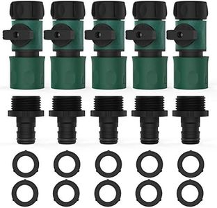 Asgens Hose Quick Connector, 5 Sets 10 PCS 3/4 Inch Garden Hose Fitting Quick Connector Adapter Male and Female Set with Shut-Off Valve Switch,10PCS Extra Rubber Washers