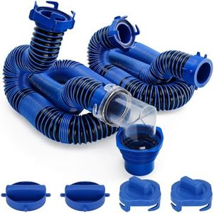20 FT RV Sewer Hose, Sewer Hose for RV Camper - Includes 2 Attachable 10 ft Sewer Hose kit with Swivel Fitting, 90 Degree Clear View Sewer Adapter, and 4 Storage Caps