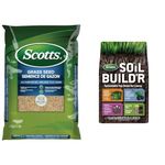 Scotts Grass Seed All Purpose Mix 5kg & Soil Build'R Spreadable Top Dress for Lawns 4.2kg (122m² Coverage)