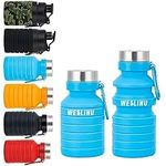 LANGE HOME Collapsible Water Bottle, Reuseable BPA Free Silicone Foldable Water Bottles for Travel Gym Camping Hiking, Portable Leak Proof Sports Water Bottle (BLUE-18oz-550ml BLACK-18oz-550ml)